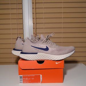 Mens Nike Epic React Flyknit Diffused Taupe Blue Sneakers  AQ0067-201 SizeUS11.5